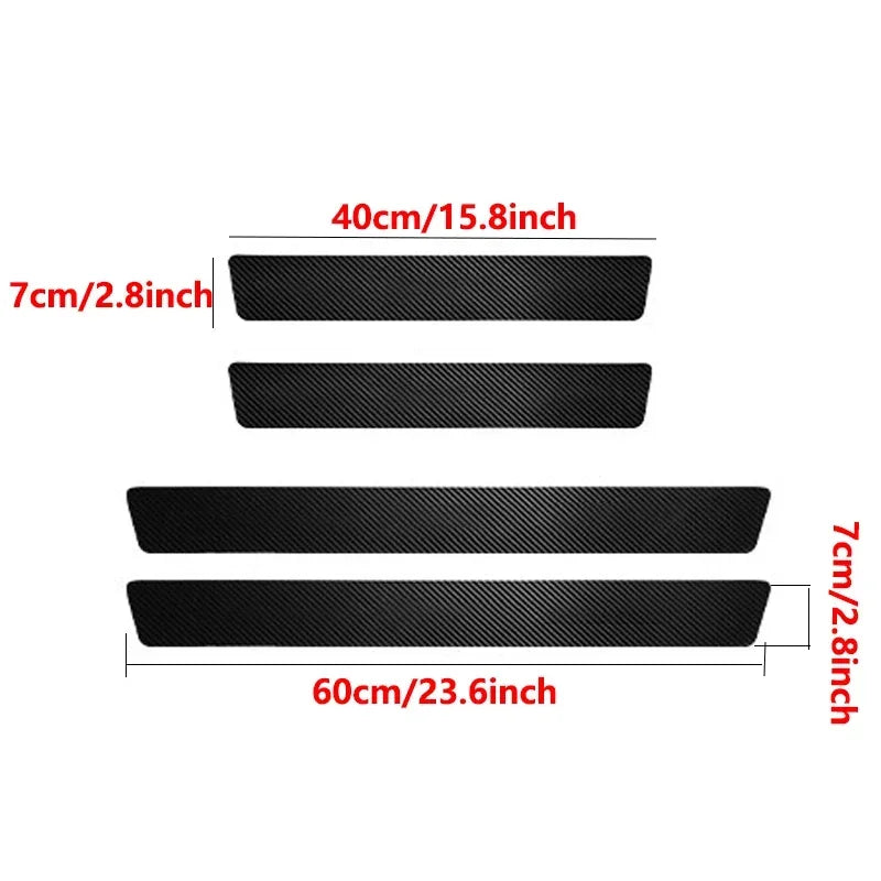 4pcs/5pcs set Carbon Fibre Threshold Protection Strip Universal Anti-scratch and Anti-collision Door Decorative Strip Sticker