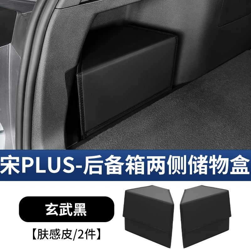 For BYD Seal U DM-i/Song Plus 2020-2025: PU Leather Trunk Organizer - Side Storage Box w/Dust Cover & Tool-Free Installation