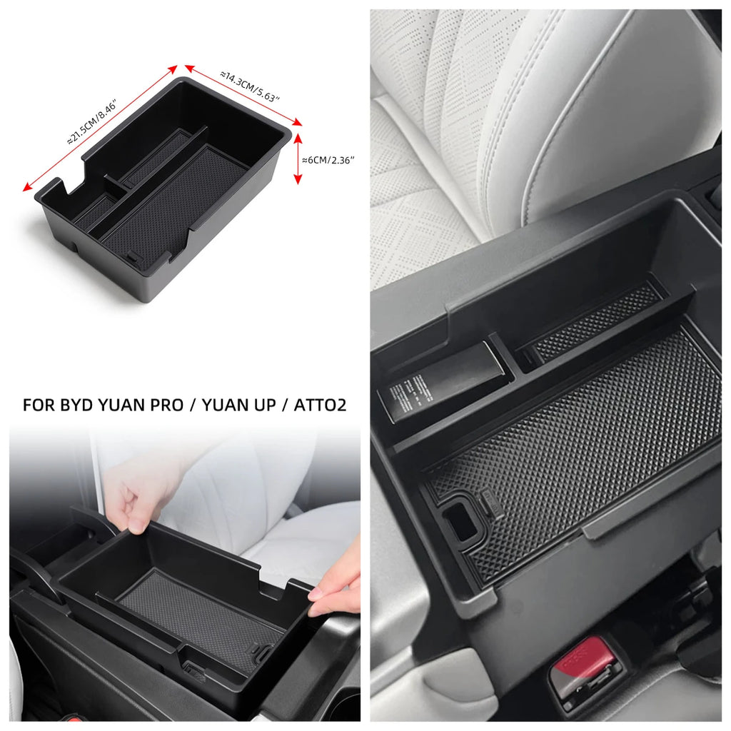 Car Armrest Storage Box for BYD Atto 2 Yuan Up 2024 2025 ABS Central Console Sundries Organizer Pallet Tray Holders Accessories