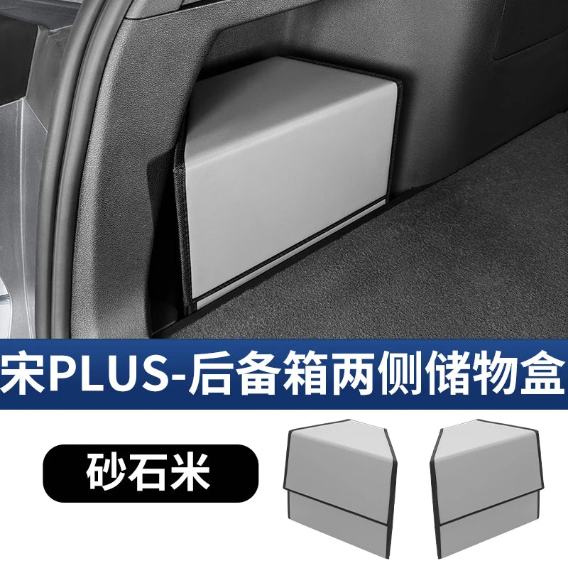 For BYD Seal U DM-i/Song Plus 2020-2025: PU Leather Trunk Organizer - Side Storage Box w/Dust Cover & Tool-Free Installation