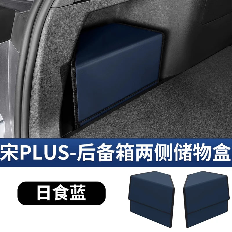 For BYD Seal U DM-i/Song Plus 2020-2025: PU Leather Trunk Organizer - Side Storage Box w/Dust Cover & Tool-Free Installation