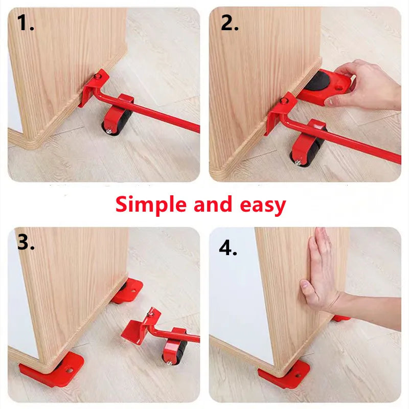 Furniture Moving Transport Roller Set Removal Lifting Moving Tool Set Wheel Bar Mover Moving Heavy Stuffs Device Hand Tool