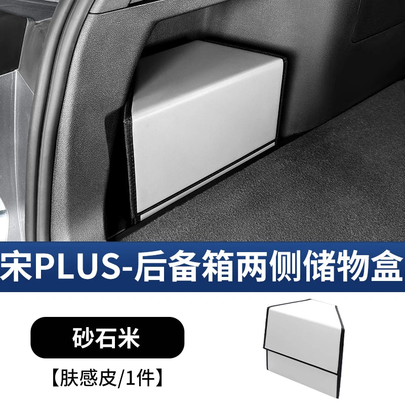 For BYD Seal U DM-i/Song Plus 2020-2025: PU Leather Trunk Organizer - Side Storage Box w/Dust Cover & Tool-Free Installation