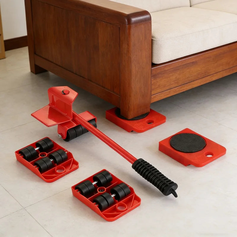 Furniture Moving Transport Roller Set Removal Lifting Moving Tool Set Wheel Bar Mover Moving Heavy Stuffs Device Hand Tool