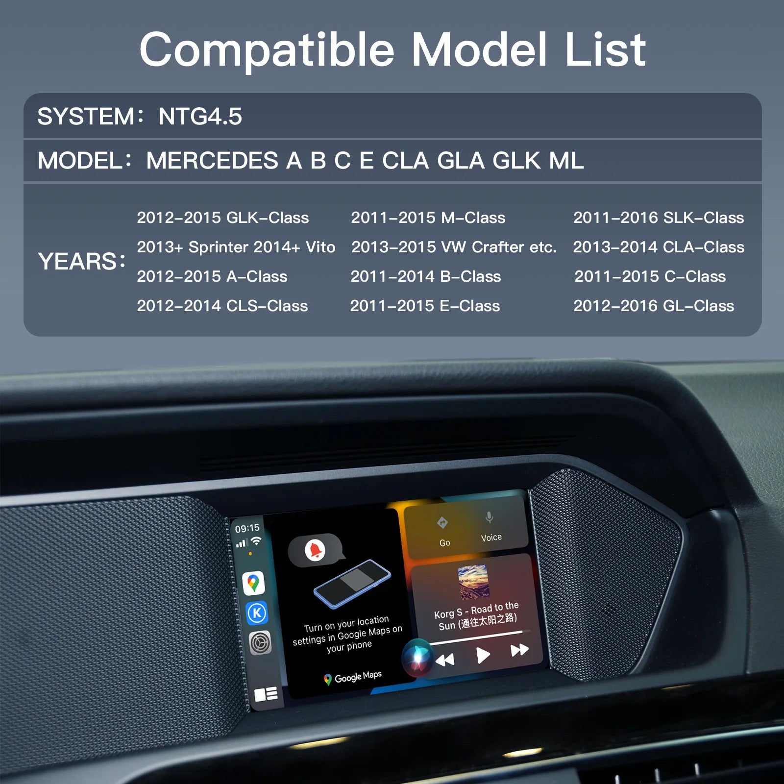 Wireless Carplay Suitable For Mercedes Benz A B C E CLA GLA GLK ML Sprinter NTG4.5 Becker Module Android Auto Navigation