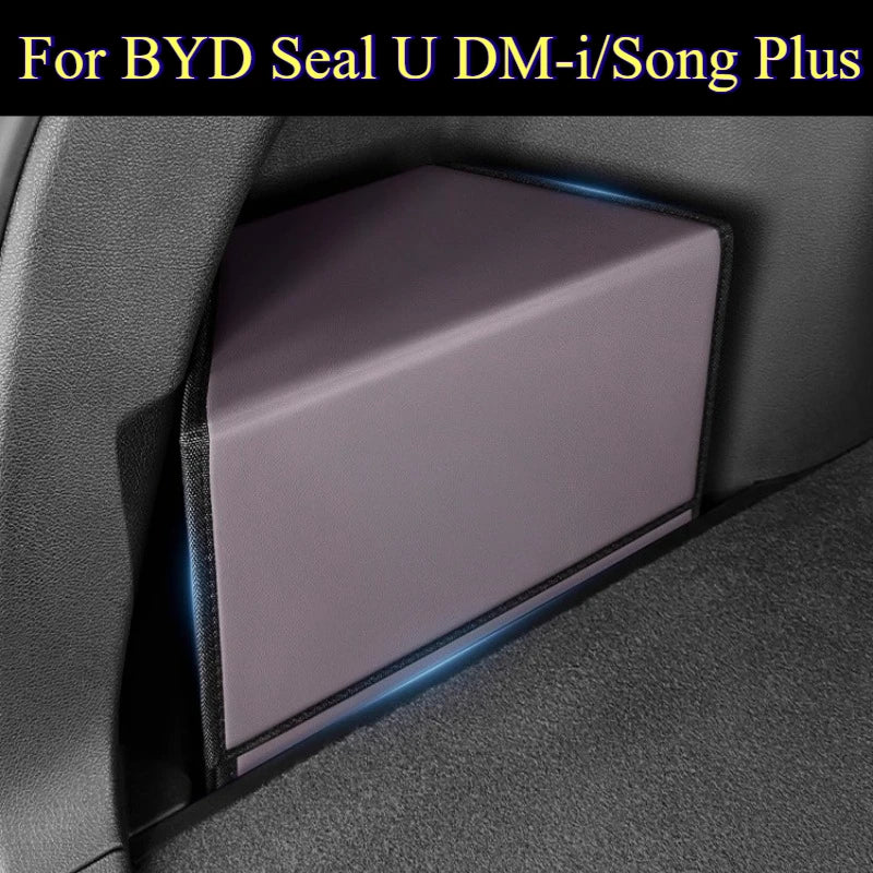 For BYD Seal U DM-i/Song Plus 2020-2025: PU Leather Trunk Organizer - Side Storage Box w/Dust Cover & Tool-Free Installation